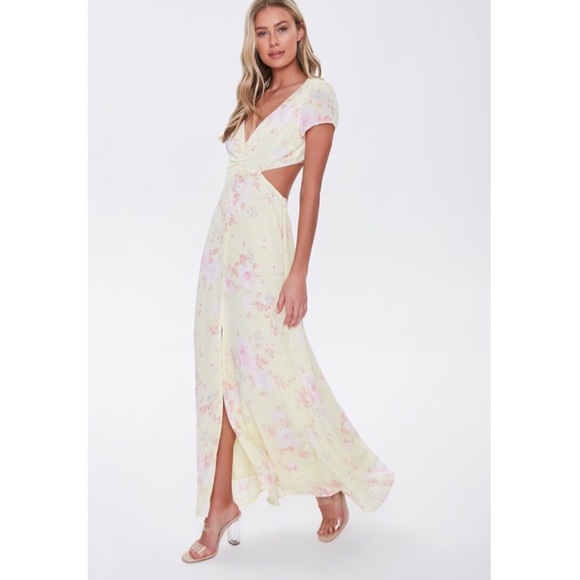 Forever 21 Dresses & Skirts - NWT Floral Cutout Dress Pink and Yellow